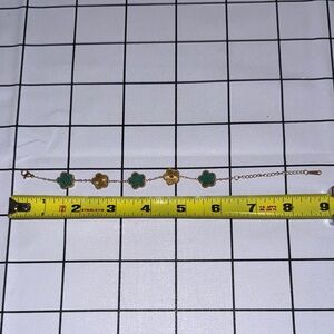 Designer inspired. Elegant Gold and Green Clover Bracelet